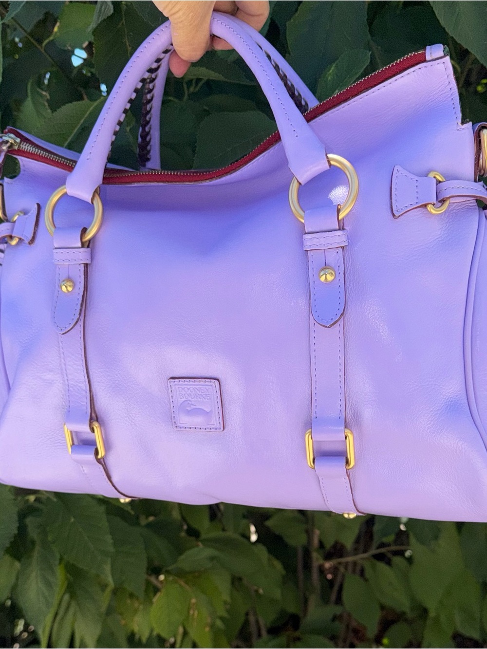 Dooney & Bourke CUSTOM Lavender Leather Satchel with Gold Hardware - Picture 3 of 16